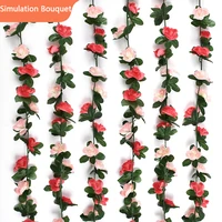 hot2 5m artificial rose flowers garden decoration rattan hotel plant wall fake garland for wedding and party small fresh wreath