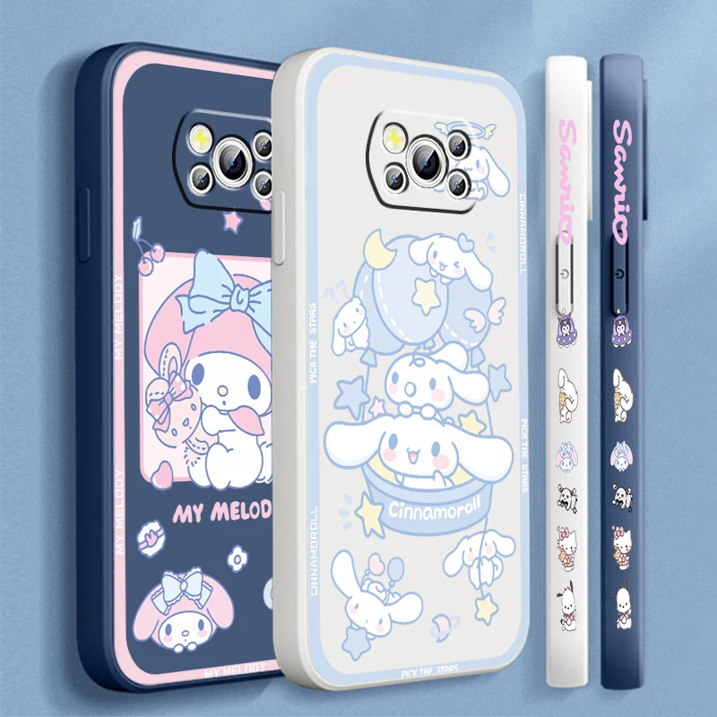 Левый чехол My Melody Cinnamoroll Sanrio для Xiaomi Mi Poco X5 X4 X3 M6 M5 M5S M4 M3 F5 F4 F3 C55 C40 Pro
