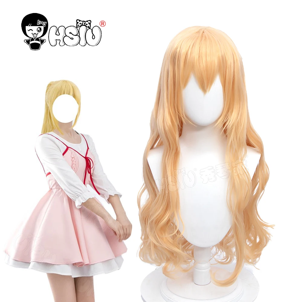 Miyazono Kaori Cosplay Wig Costume Anime Your Lie In April Cosplay 「HSIU 」Fiber synthetic wig Yellow Long Curly Hair