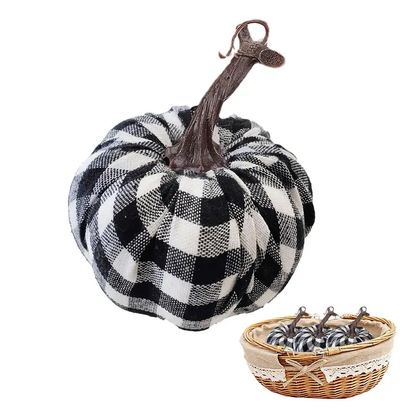 

Halloween Plaid Pumpkin Artificial Pumpkin Decorations Assorted Color Fall Pumpkins Orange Halloween Pumpkin Props For Halloween