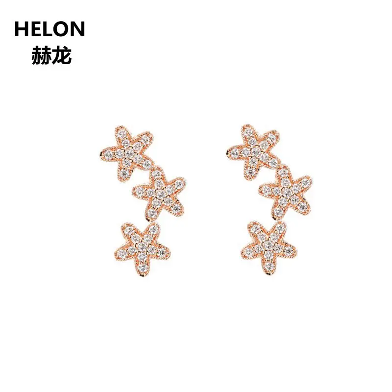 

Solid 14k Rose Gold 0.23ct SI/H Single Cut Natural Diamonds Stud Earrings Women Engagement Wedding Earrings Valentine Gift