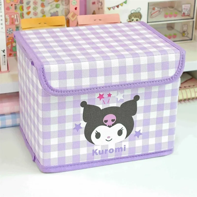 Коробка для хранения аниме Sanrio Kawaii Cinnamoroll Melody Kuromi складная корзина с крышкой