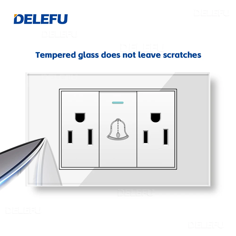 Панель из закаленного стекла DELEFU американская стандартная розетка 118*74 мм