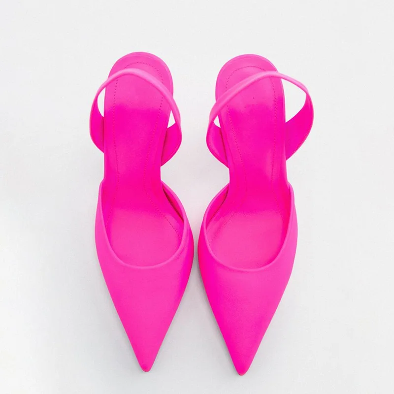 TRAF  Rose Red High Heels Women Heels 2022 Pointed Toe Elegant Party Woman Pumps Sandals GreenHigh Heels Weddings Bridal Shoe