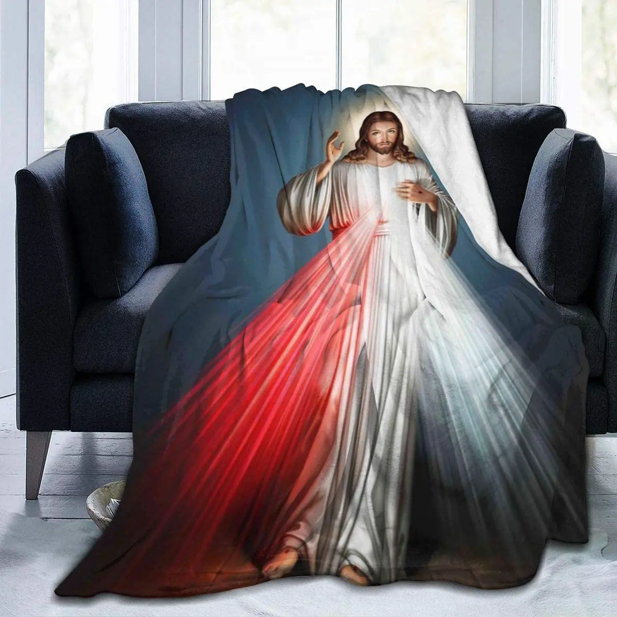 Coperta da tiro in pile di gesù divini in pile accogliente divano letto divano coperta 60 ''X 80''