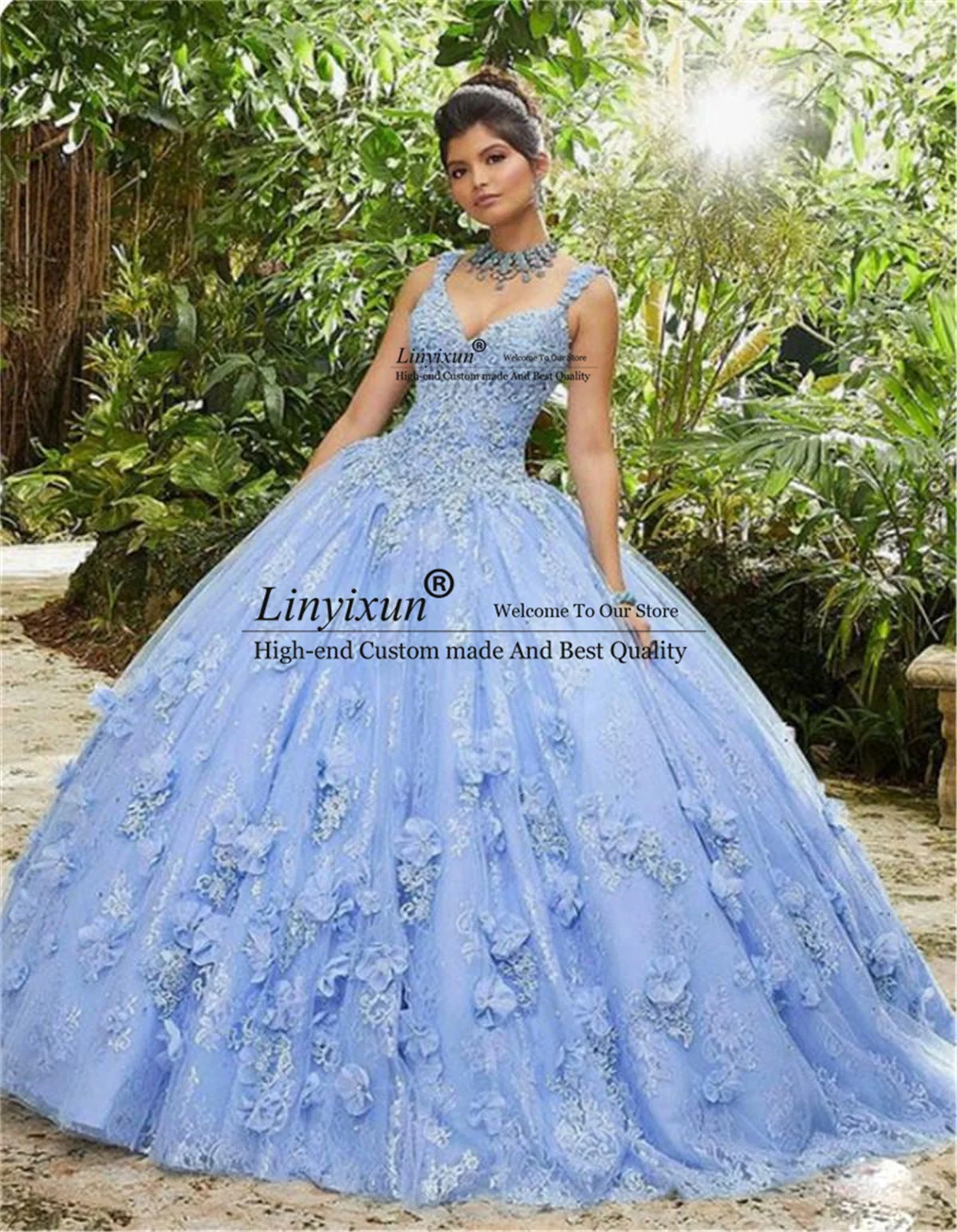 

Женское бальное платье на тонких бретельках, синее кружевное платье с цветочной аппликацией и глубоким V-образным вырезом, бальное платье д...