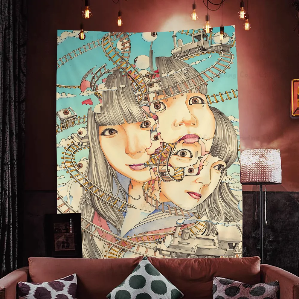 Shintaro Kago большой настенный гобелен с принтом ужасов художественная научная