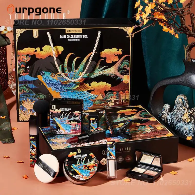 

YOULIYOULA 7 шт. набор для макияжа с оленем, подушка, BB крем, подводка для глаз, тушь для ресниц, макияж, пудра, набор помады для женщин, косметика дл...