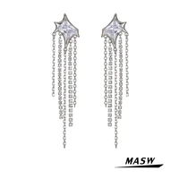 m334 original design aaa zircon earrings 2021 new trend geometric metal crystal chain tassel drop earrings fashion women jewerly