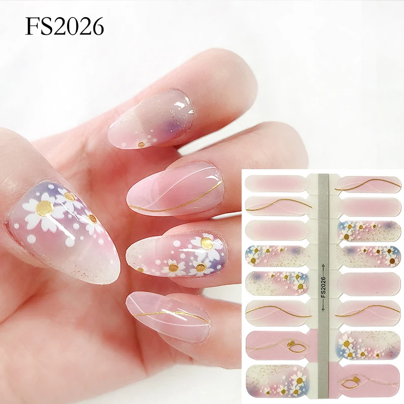 

16tips Summer Design Full Nail Sticker Japanese Style DIY Nail Solid Color Shiny Beautiful Nail Pattern Self-adhesiveessories