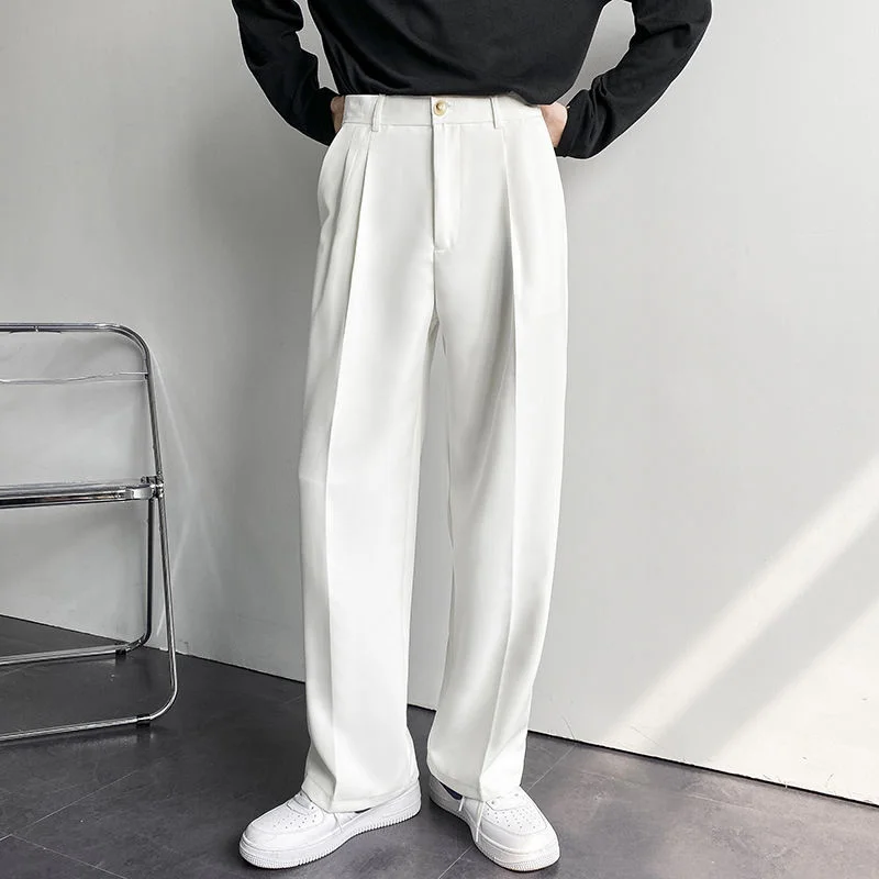 

Privathinker White Solid Men's Wide Leg Suit Pants Casual 2023 New Fashion Brand Male Trousers Baggy Korean Style Pants Clothing