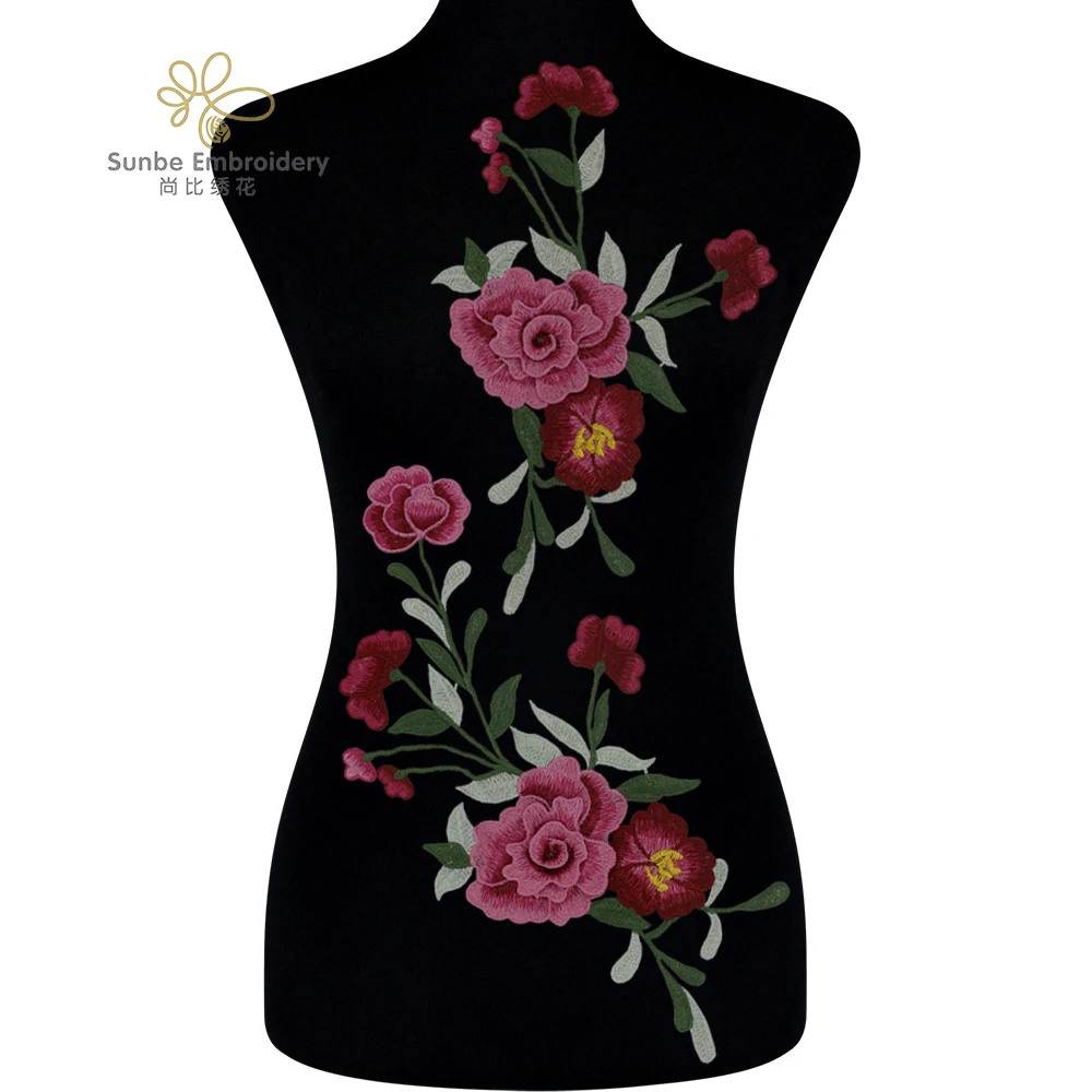 

3D Flower Applique Patch Sew-On Fabric Patch Embroidered Floral Patch for Clothing Decoration 5 sets