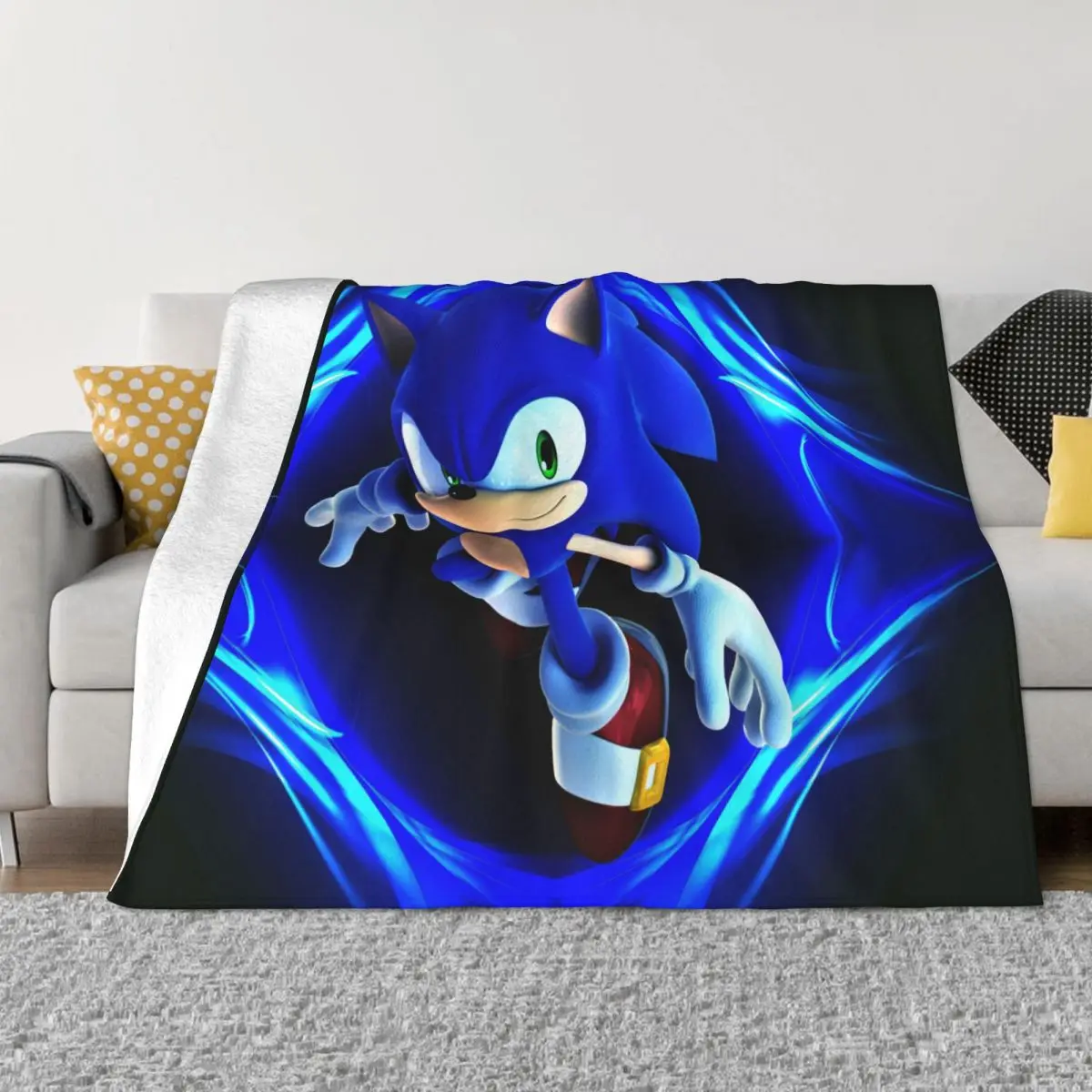 Sonics The Hedgehog Blanket 3D Print Soft Flannel Fleece Warm Cartoon Game Throw Blankets for Car Bed Couch Quilt
