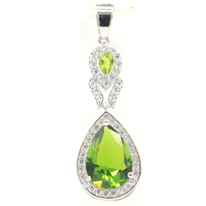 43x14 мм великолепный кулон из серебра 925 пробы с зеленым хризолитом, богатым синим аквамарином и белым кубическим цирконием для женщин