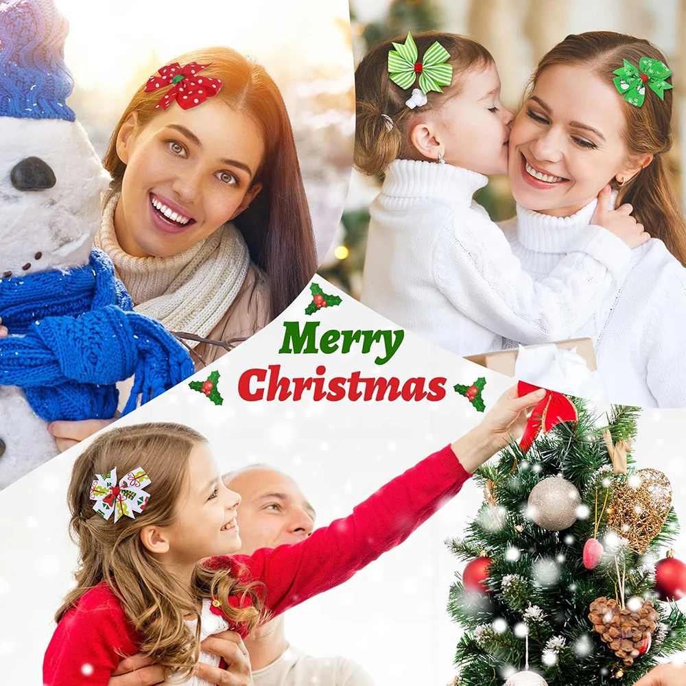 2 шт. рождественские банты для волос заколки девочек аксессуары красочные