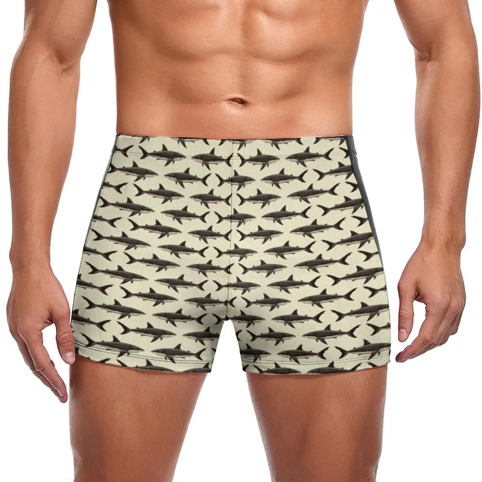 

Great White Shark Swimming Trunks Ocean Life Sharks Vintage Beach Large Size Swim Shorts Print Elastic Male Briefs