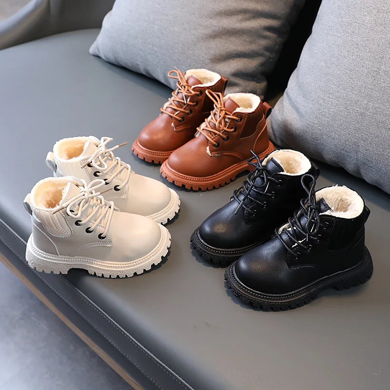 2022 New Style Children's Snow Boots Girls Boys Plush Martin Boots Casual Warm Ankle Shoes Kids Fashion Sneakers for Kids E08171