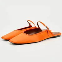 Летние женские сандалии на плоской подошве, дышащие атласные сандалии с квадратным носком и пряжкой на ремешке для отдыха, шикарные женские туфли без каблуков