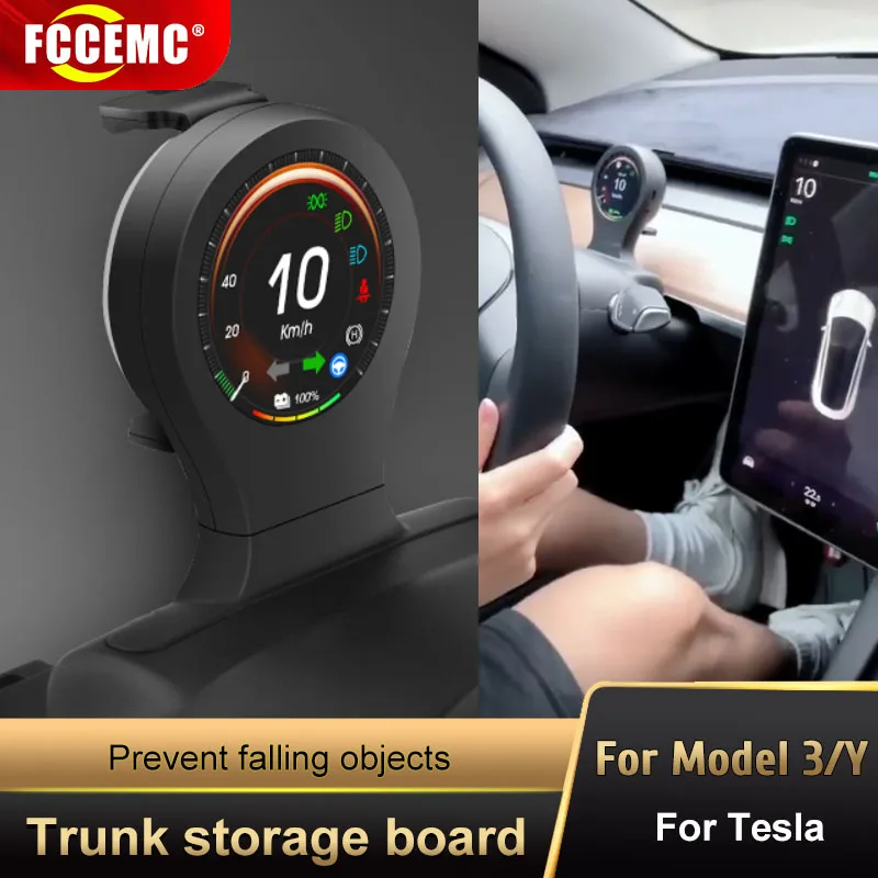 FCCEMC LDC Heads Up Display Dashboard Digital Smart Gauge with Speedometer Multi-Data Display/ Wireless Charging For Tesla 3 Y
