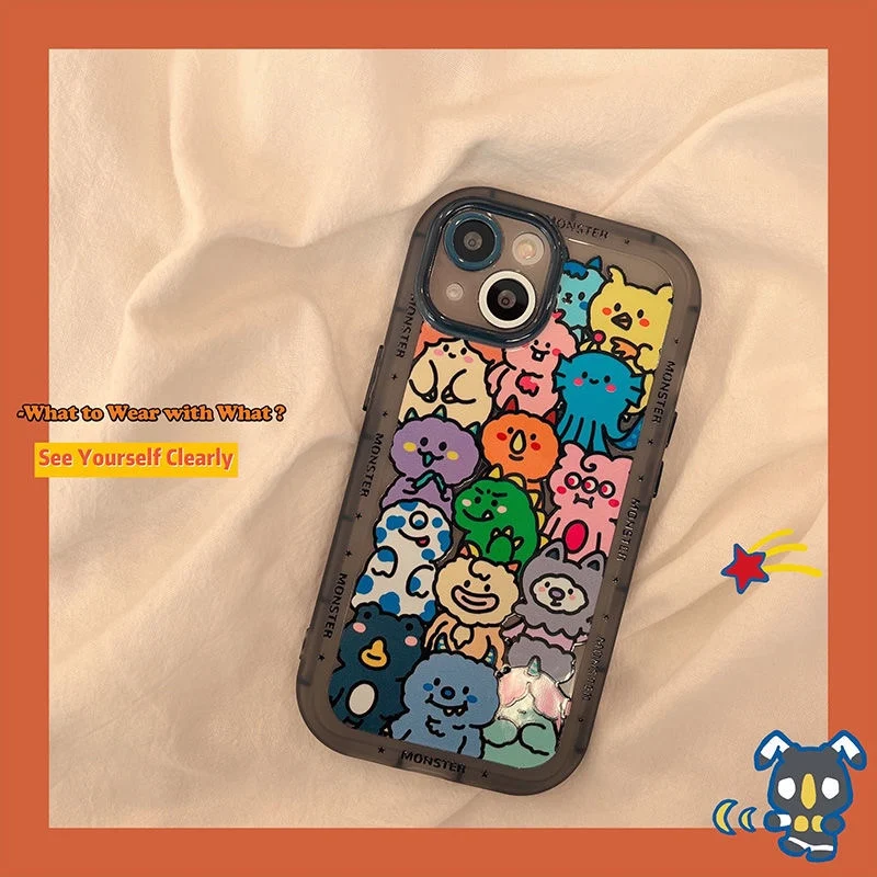

Cute Cartoon Airbag Shockproof Soft Full Cover Girl Back Case Cover For iPhone 13 Pro Max 12 11 Pro X XR XS 7 8 Plus SE 2020