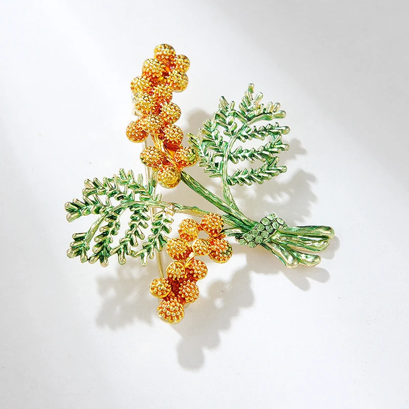 Модная изумрудная зеленая сосновая ветка Брошь для женщин одежда пальто