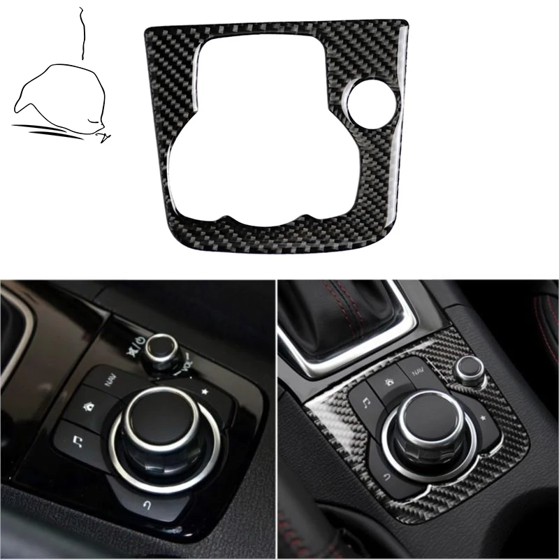 

For Mazda 3 Axela 2014-2016 Multimedia Button Carbon Fiber Frame Cover Interior Decoration Sticker Tuning Car Accessories