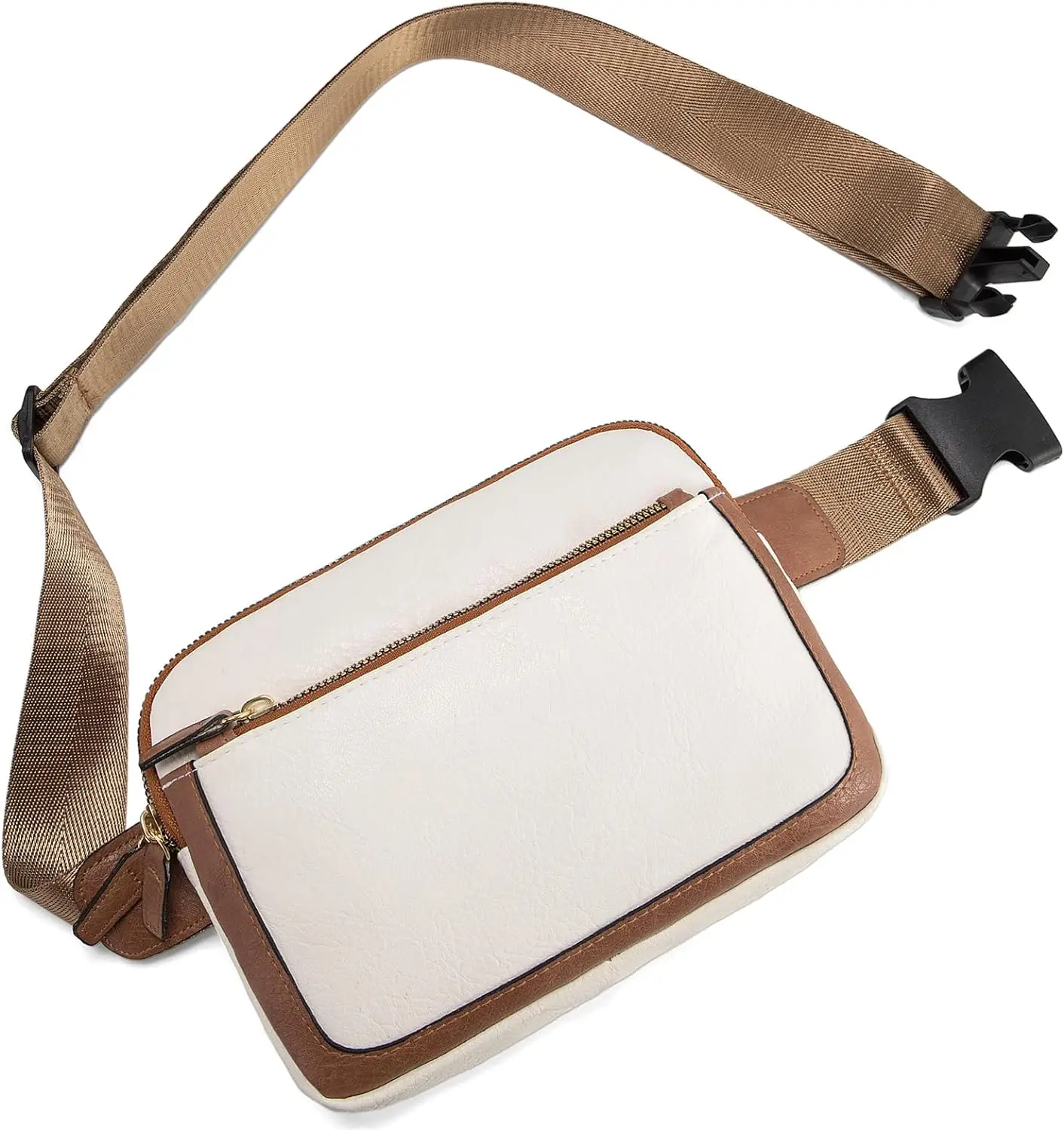 

Belt Bag Fanny Pack for Women, Mini Waist Bag with Adjustable Crossbody Strap, Soft Waterproof Vegan Leather, Zippered Tote