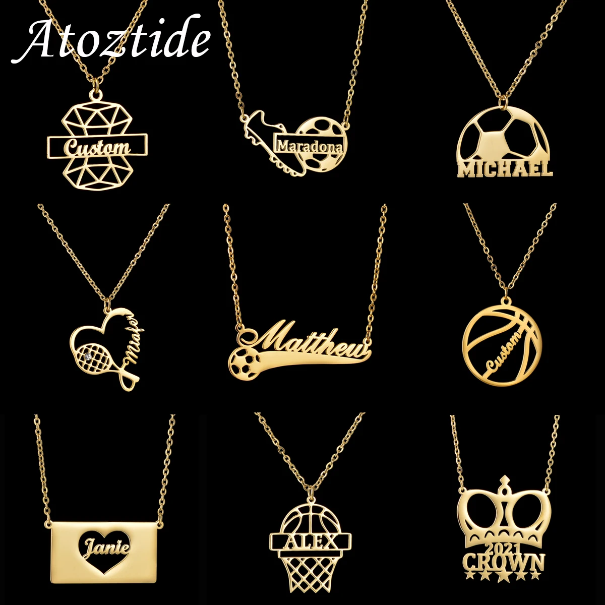 Персонализированное ожерелье Atoztide для занятий футболом, мужская и женская подвеска из нержавеющей стали, Модная бижутерия на день рождения, подарок
