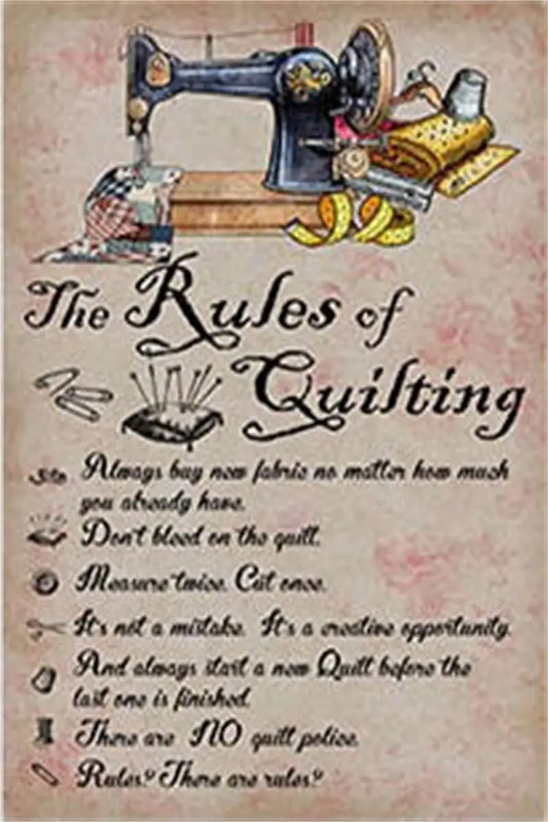 Плакат Sewng The Rules of Qultng Poster Prnt Mchne для дома Br Pub Ktchen Grge Resturnt Wll Deocr Plque Sgns 8x12nch