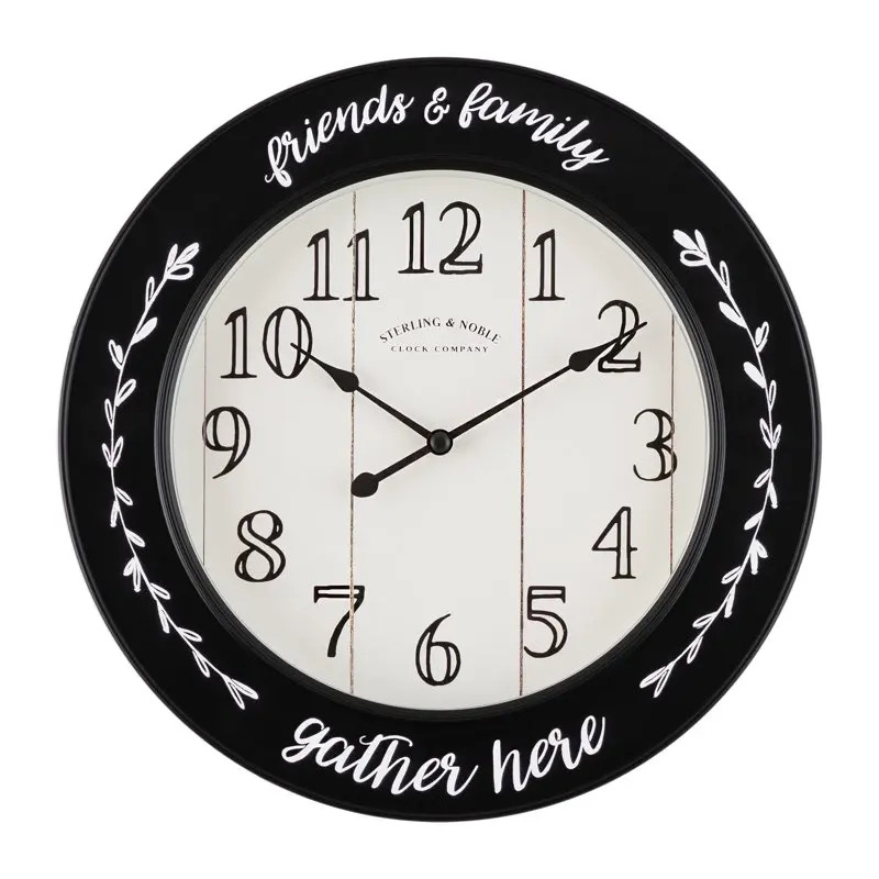 

11.5" Black Round Indoor Analog Farmhouse Wall Clock with Arabic Numbers
