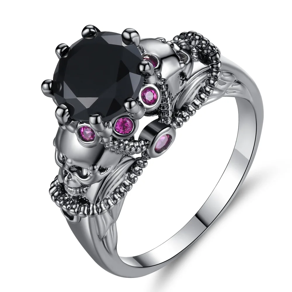

2022 Creative Skull Zircon Ladies Ring Fashion Colorful Crystal Gothic Vintage Wedding Ring Finger Jewelry Gift