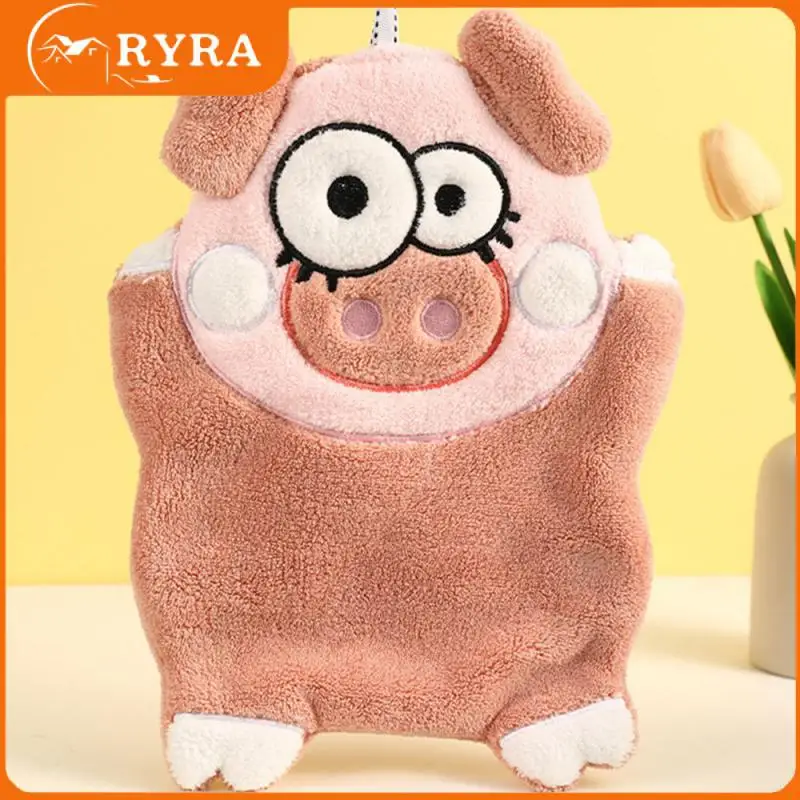 

Hangable Type Cleaning Towels Strong Water Absorption Generous Design Kitchen Towel Durable Bathroom Cartoon Handkerchief