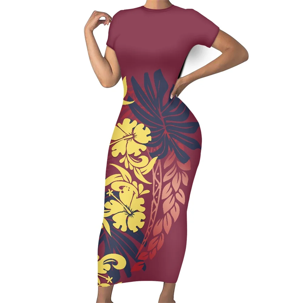 

Оригинальный дизайн, полинезийские племенные гибискусы и тропические Пальмовые Листья, женское летнее облегающее винтажное платье нового ...