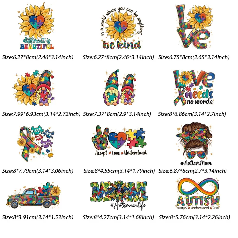 12 шт. детские наклейки с принтом для глажки и термопечати