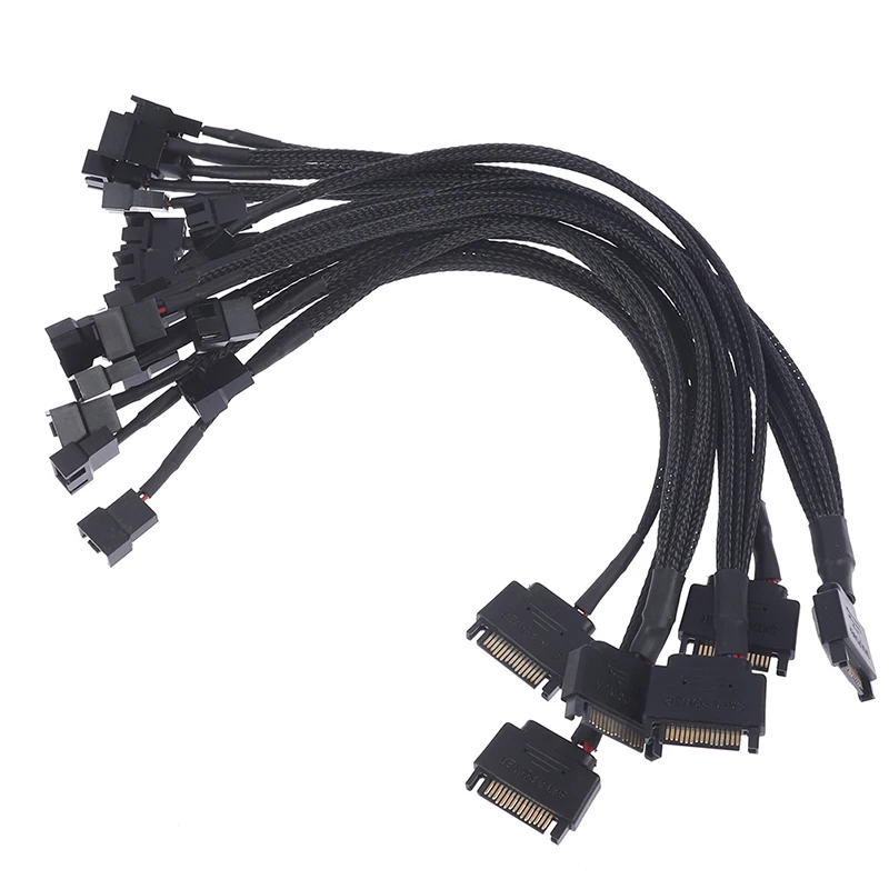 

1PC Black Sleeved 30cm Cooler Cooling Fan Splitter Power Cable Connector For Molex IDE Computer PC DIY Chassis Fan Cable