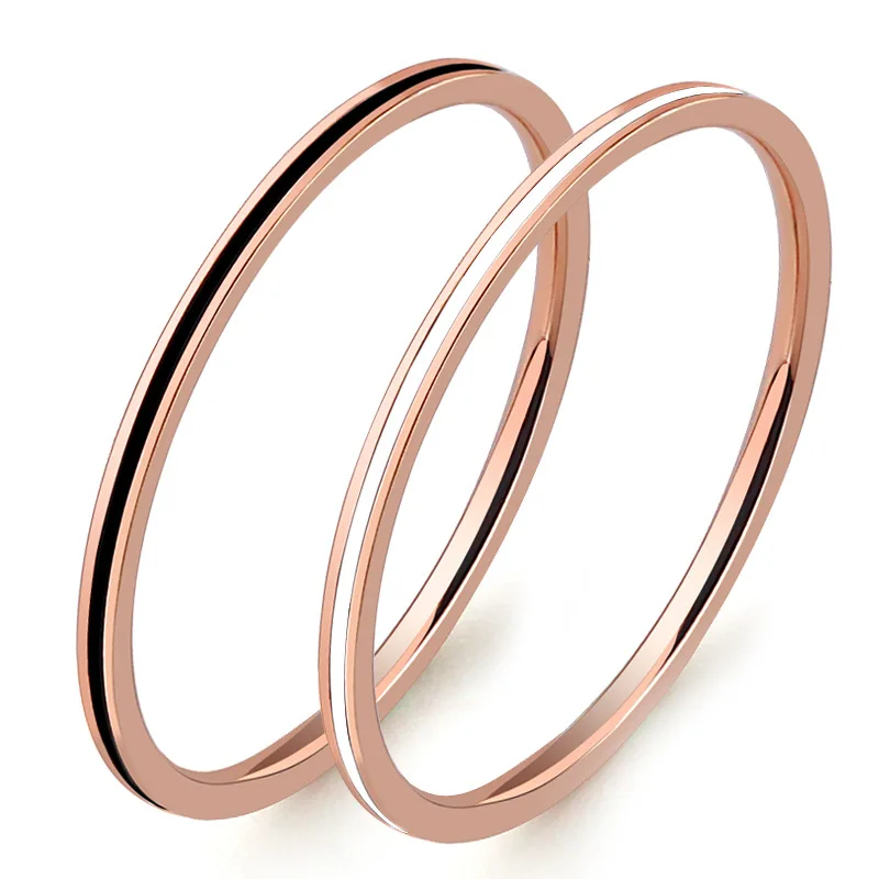 

Fashion Titanium Steel Rose Gold Dripping Ring For Women Black And White Ultra-Fine Stainless Steel Index Finger Tail Ring