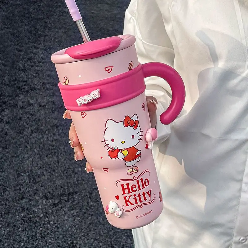 

700/1200ml Sanrio Hello Kitty Hangyodon Thermos Bottle Sippy Water Cup Vacuum Flask Stainless Steel High Capacity Insulated Mug