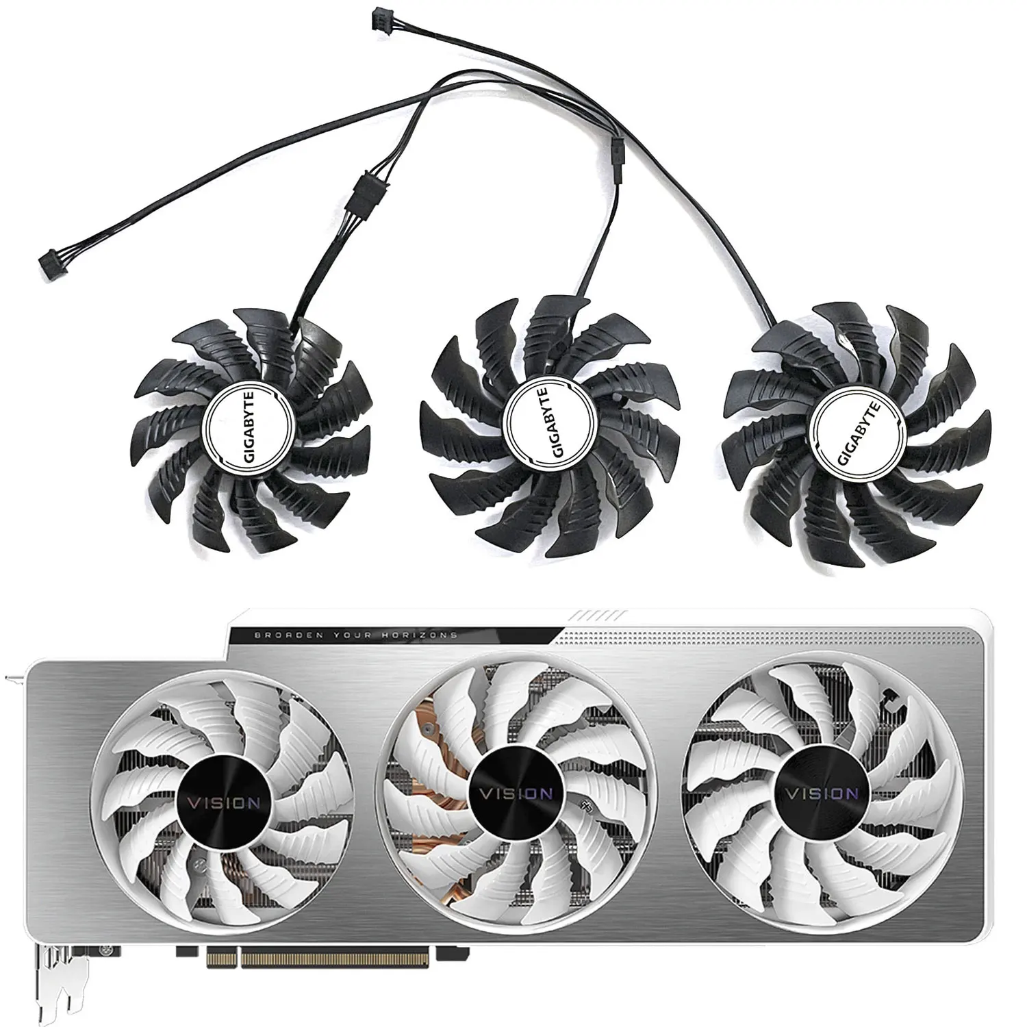 3 вентилятора пластины 09215s12h T129215BU 4PIN 87 мм 82 мм DC 12 В 0.55A для Gigabyte RTX 3070 3080 Ti RTX 3090 Vision OC 3X графический вентилятор