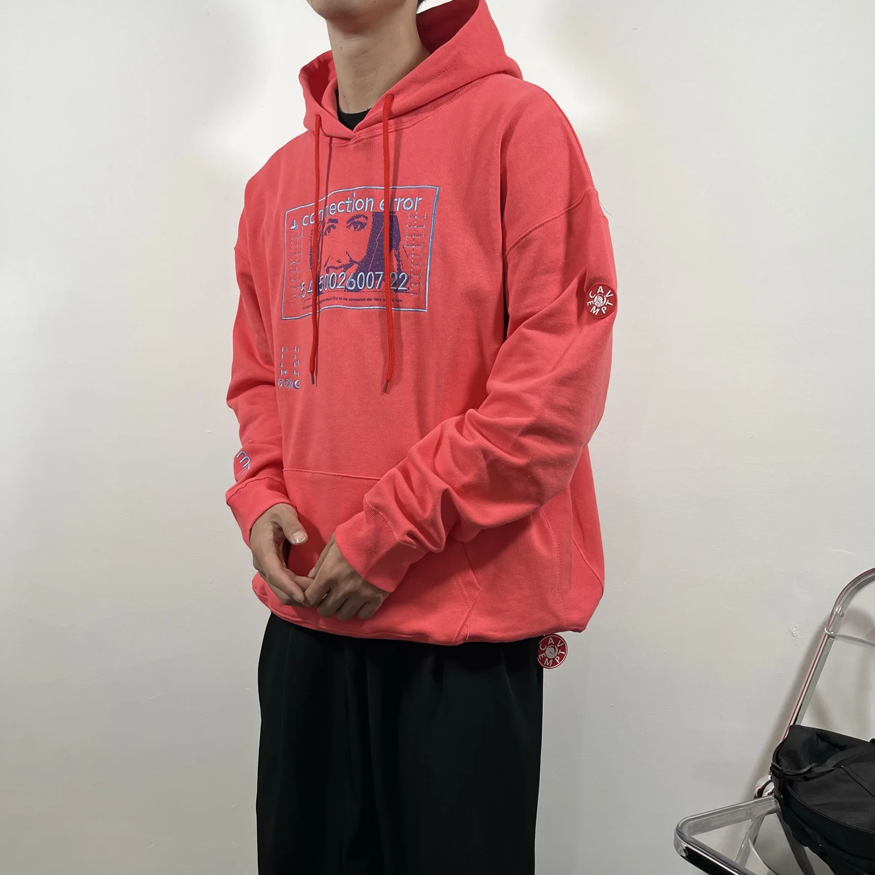 

CAVEMPT CE Spring and Autumn Popular Face Print Embroidery Hooded Sweater for Men and Women Loose Pullover Couple Hoodie Fashion