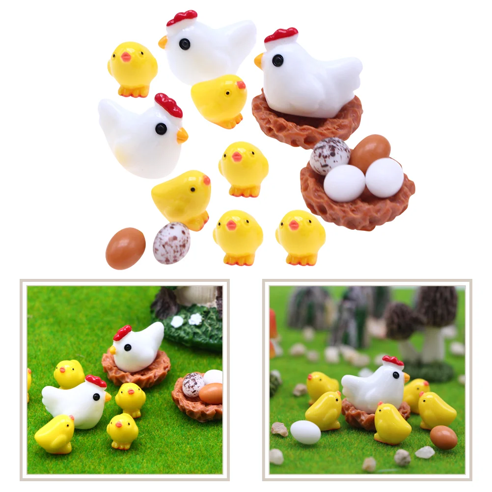 

Chicken Chick Miniature Mini Figurines Resin Easter Animals Figurine Micro Egg Ornament Landscape Figures Hen Model Accessories