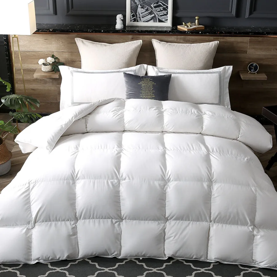 

100% стеганое одеяло из гусиного пуха, пушистое теплое постельное белье с объемным рисунком хлеба, полноразмерное двойное воздухопроницаемое одеяло большого размера