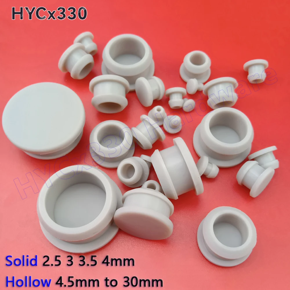 

Серые защелкивающиеся Заглушки для отверстий, силиконовые резиновые заглушки, ранцевые заглушки, твердые 2,5 3 3,5 4 мм, полые 4,5 мм до 30 мм