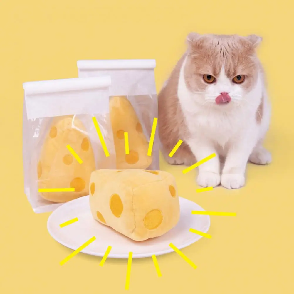 

Cat Toy Great Pet Cat Cheese Shape Catnip Stuffed Toy Yellow Color Pet Toy
