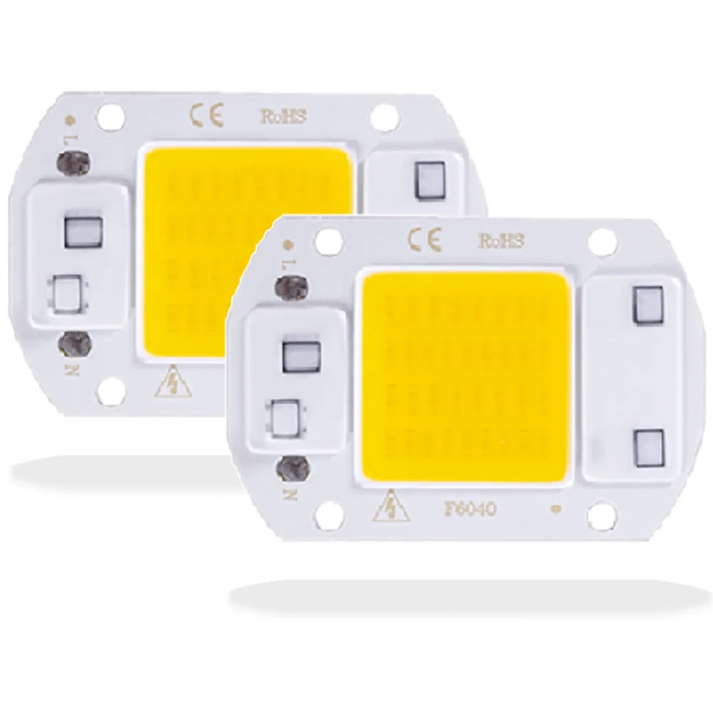 

LED COB lamp Bead 20W 30W 50W AC 220V IP65 Smart No Need Driver DIY Flood light Led Bulb Spotlight Outdoor Chip Lamp Warm White