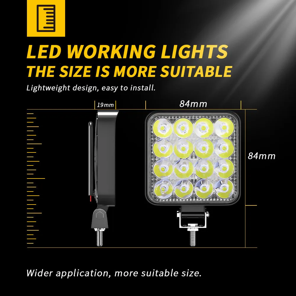 

Led Lights Vehicles Automotive LED 16 Light 48W Driving Aid Light Retrofitting Headlamp Shooting Accessories For Vehicles