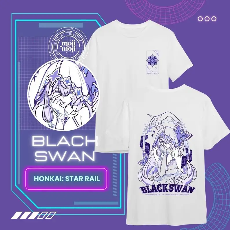 Рубашка с изображением черного лебедя Honkai Star Rail