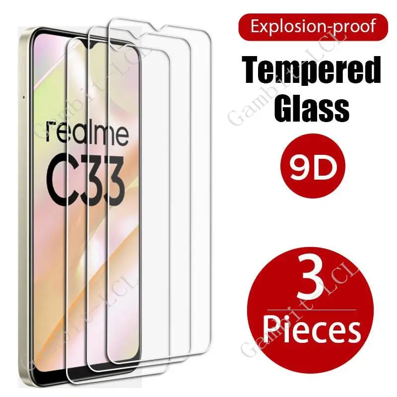 

3PCS For Realme C33 Tempered Glass Protective On RealmeC33 C 33 2023 RMX3624 6.5" Screen Protector Cover Film