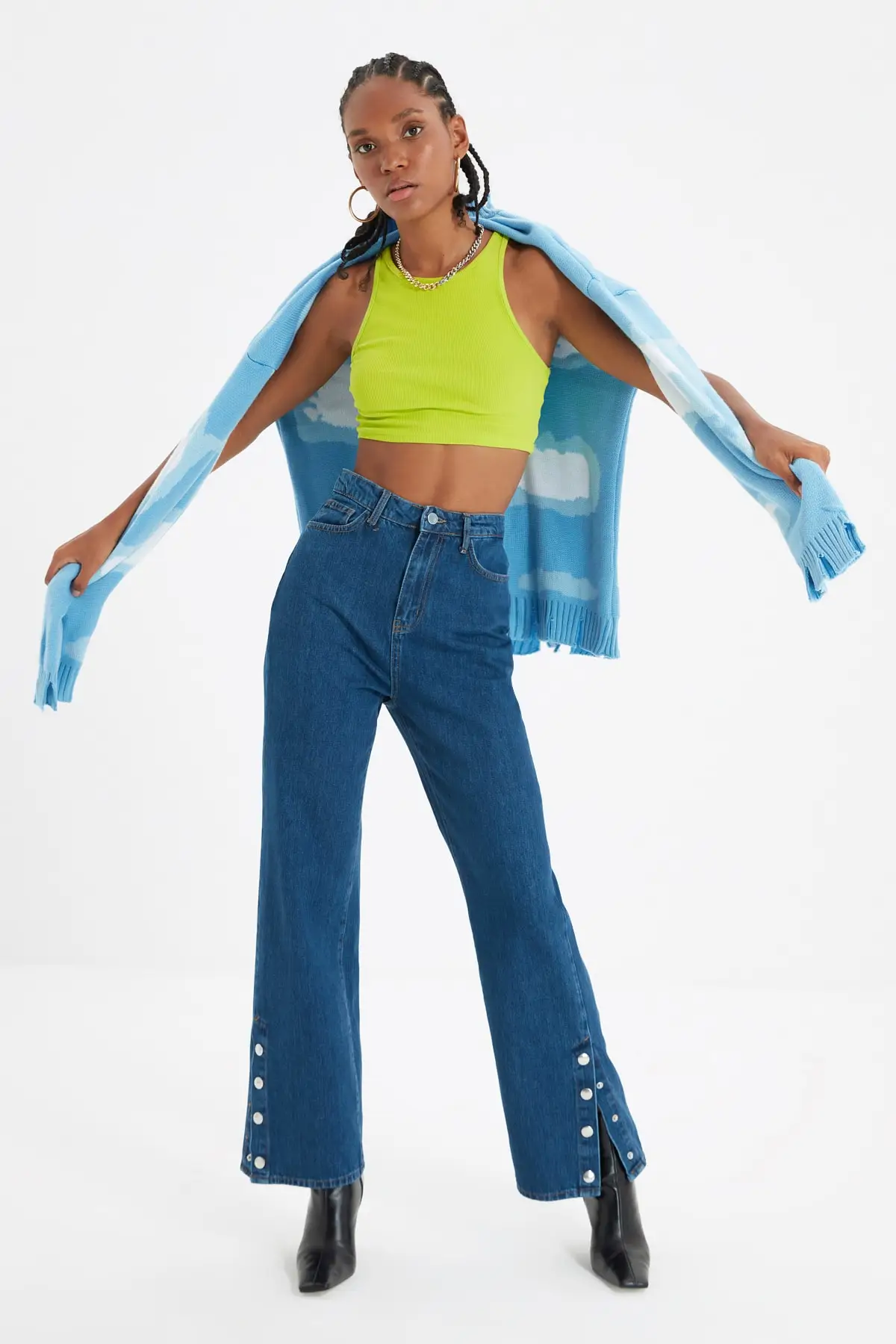 

Trendyol Pettitoes Slits High Bel 90's Wide Leg Jeans TWOAW22JE0263