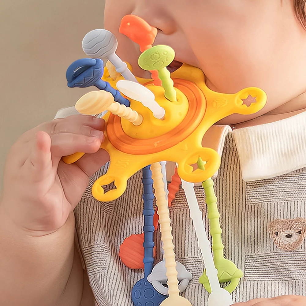 

Montessori Silicone Pull String Toy Toddlers Activity Fine Motor Skills Toys Baby Teether Sensory Development Educational Toys