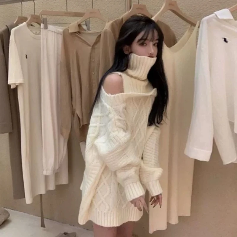 

Women's Knitted Sweater Autumn Female Knitted Pullovers Turtleneck Slim Fit Bottoming Shirt Ladies Soft Knitwear Jumpers G289
